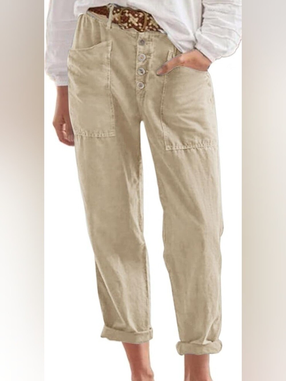 NWT Sundance Riviera Cotton Linen Blend Straight Leg Pants Boho Chic Western Sz8